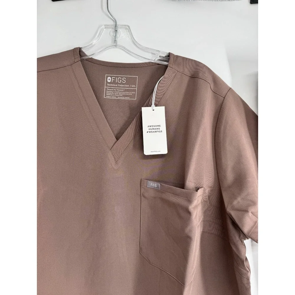 FIGS Scrub Set Womens 4XL Catarina One Pocket Top Zamora Joggers Pants 3XL Brown